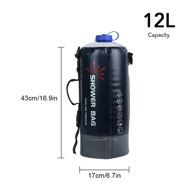 12/20L Outdoor Camping Shower Bag Folding Water Bag Container Sack with Air Pump 1.9m Hose Shower Head for Hiking Picnic Tourism
