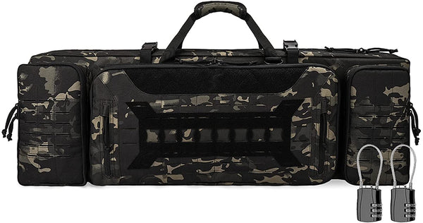 VOTAGOO Double Rifle Case Gun Bag, Safely Long-Barrel Firearm Transportation Cases w/2 Locks, All-Weather Soft Tactical Range Bag w/Backpack for Shotgun, Spacious, Heavy Duty