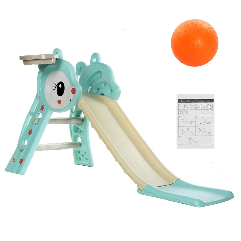 Kids Climber Slide Toddler Indoor/Outdoor Freestanding Slide Playset Baby Playground with Basketball Hoop Easy Setup