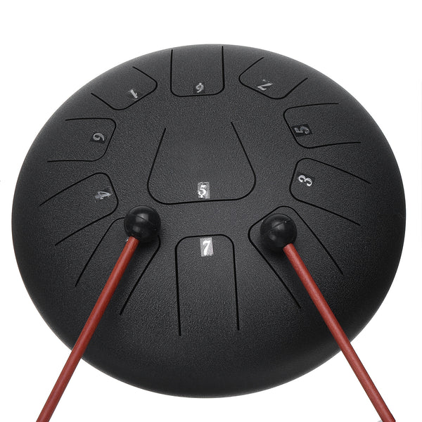12 Inch 11 Notes D Tone Steel Tongue Percussion Drum Handpan Instrument with Drum Mallets and Bag