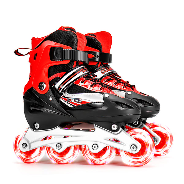 3 Sizes Kids Adjustable Roller Skate with LED Flashing Wheels Girl Boy Roller Shoes Inline Skates for Children Adult