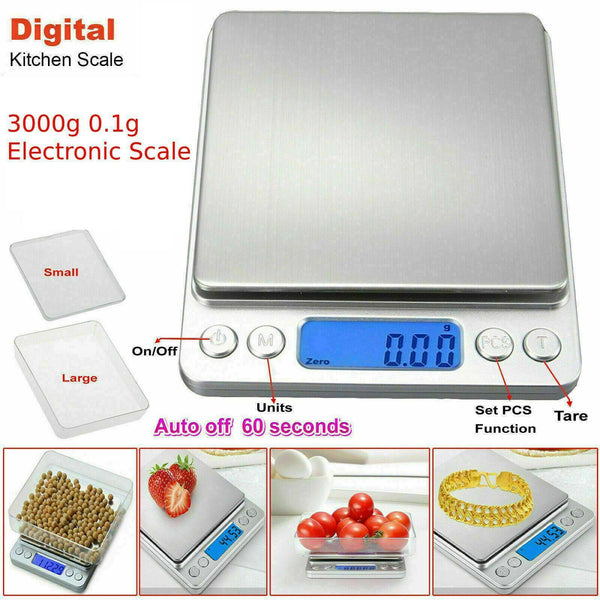 Precision LCD Digital Scales 500g 3000g Mini Electronic Grams Weight Balance Scale for Tea Baking Weighing Scale Digital Scale 3000g 0.1g Jewelry Gold Silver Coin Gram Pocket Size Herb Grain