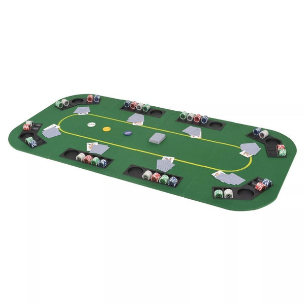 8-Player Poker Table Top Foldable 4-fold Rectangular Green