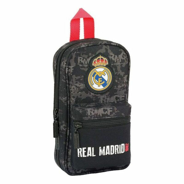 Backpack Pencil Case Real Madrid C.F. Black Sporting 12 x 23 x 5 cm