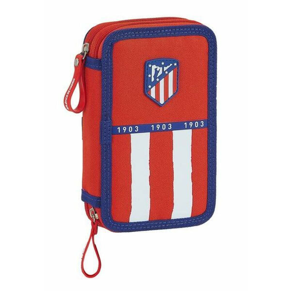 Double Pencil Case Atlético Madrid M854 Blue White Red Sporting 28 Pieces 12.5 x 19.5 x 4 cm