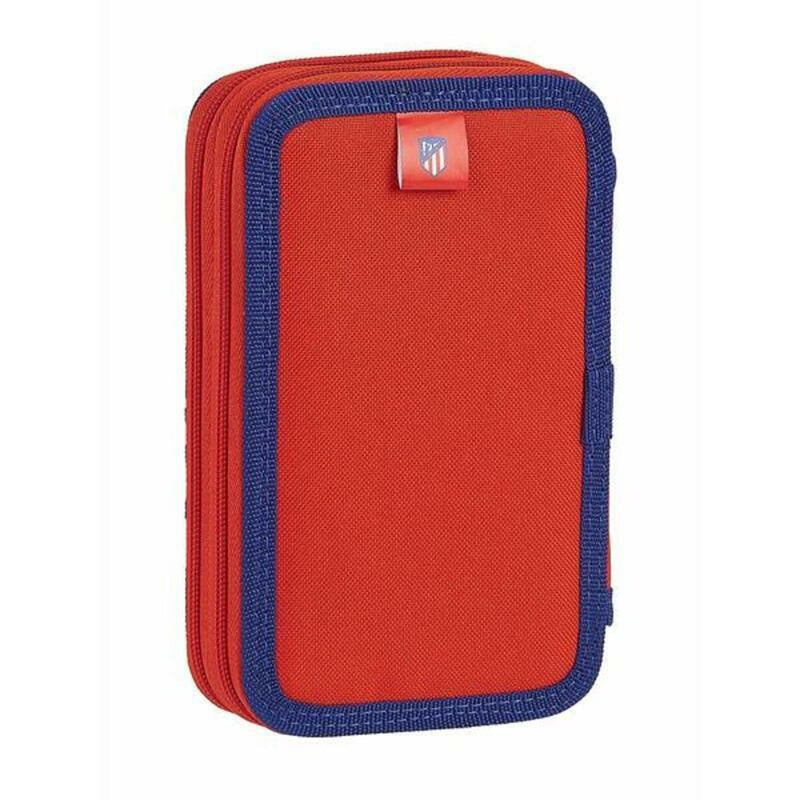 Double Pencil Case Atlético Madrid M854 Blue White Red Sporting 28 Pieces 12.5 x 19.5 x 4 cm