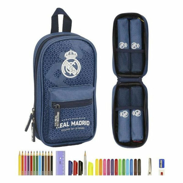 Backpack Pencil Case Real Madrid C.F. Leyenda Blue Sporting 33 Pieces 12 x 23 x 5 cm