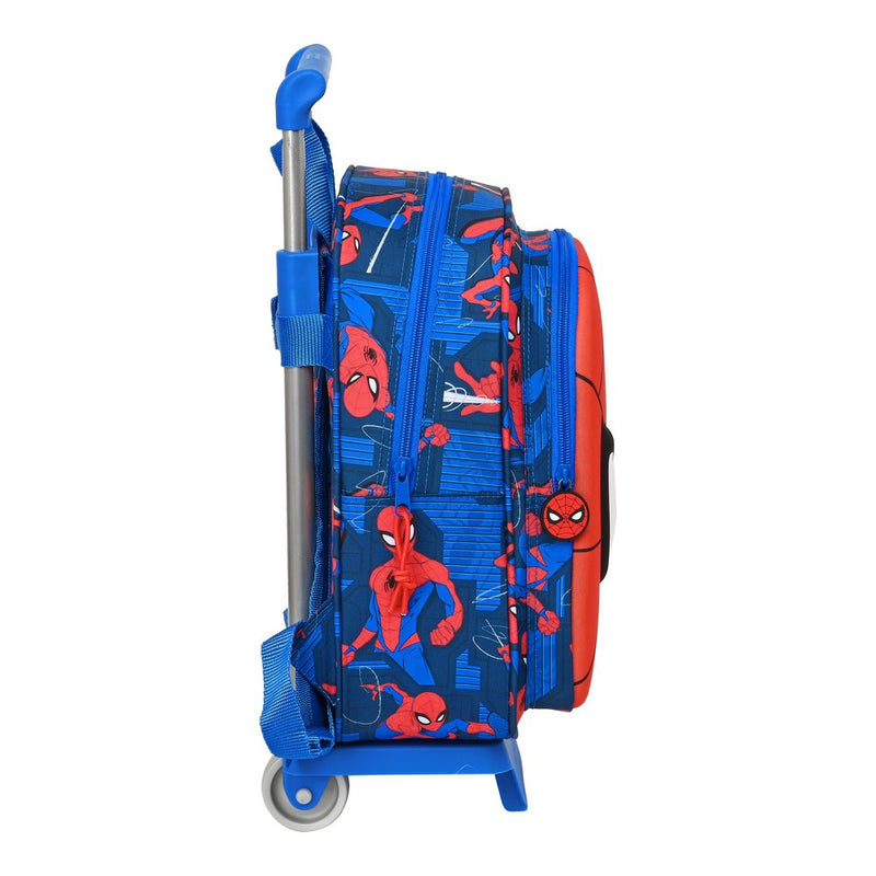 School Rucksack with Wheels Spiderman Great power 27 x 33 x 10 cm Blue Red