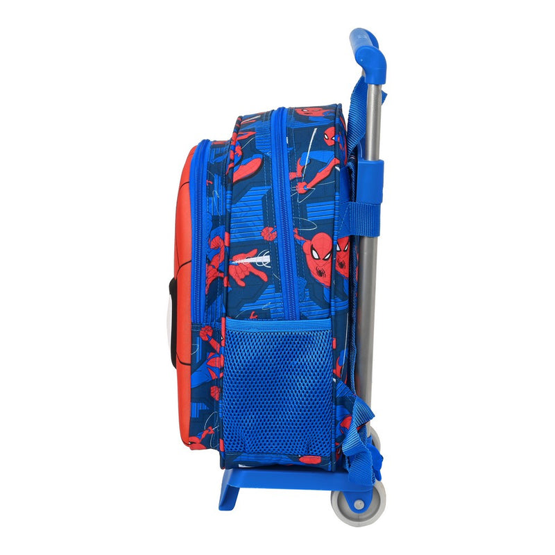 School Rucksack with Wheels Spiderman Great power 27 x 33 x 10 cm Blue Red