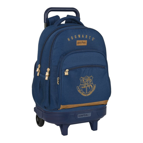 School Rucksack with Wheels Harry Potter Magical Brown Navy Blue (33 x 45 x 22 cm)