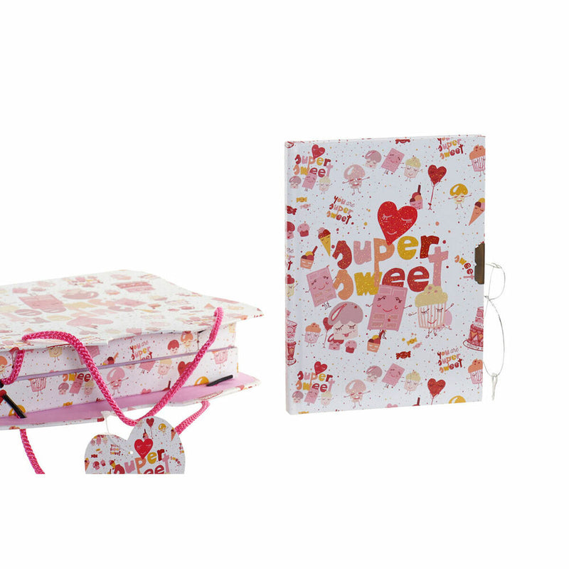 Diary with accessories DKD Home Decor LP-166259 Pink Musical Children's 23 x 5 x 18,3 cm
