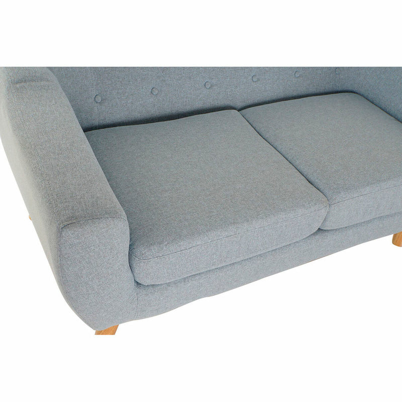 2-Seater Sofa DKD Home Decor Polyester Rubber wood Sky blue (146 x 84 x 82 cm)