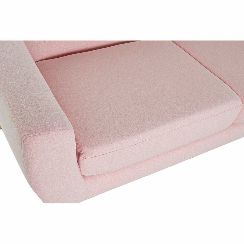 3-Seater Sofa DKD Home Decor Polyester Rubber wood Light Pink (172 x 80 x 81 cm)