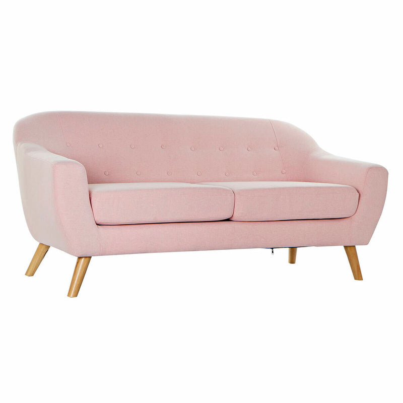 3-Seater Sofa DKD Home Decor Polyester Rubber wood Light Pink (172 x 80 x 81 cm)