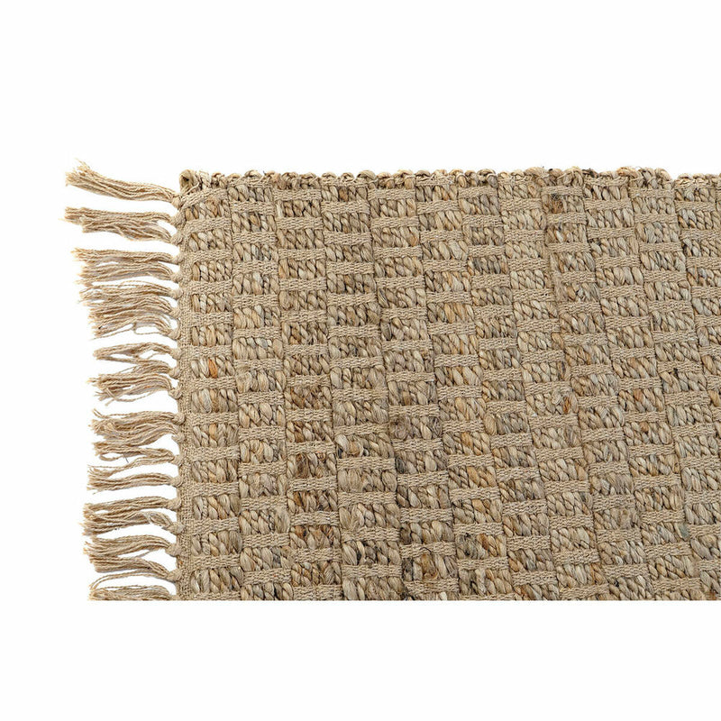 Carpet DKD Home Decor Natural Brown Polyester Cotton Tropical Jute Fringe 120 x 180 x 1 cm