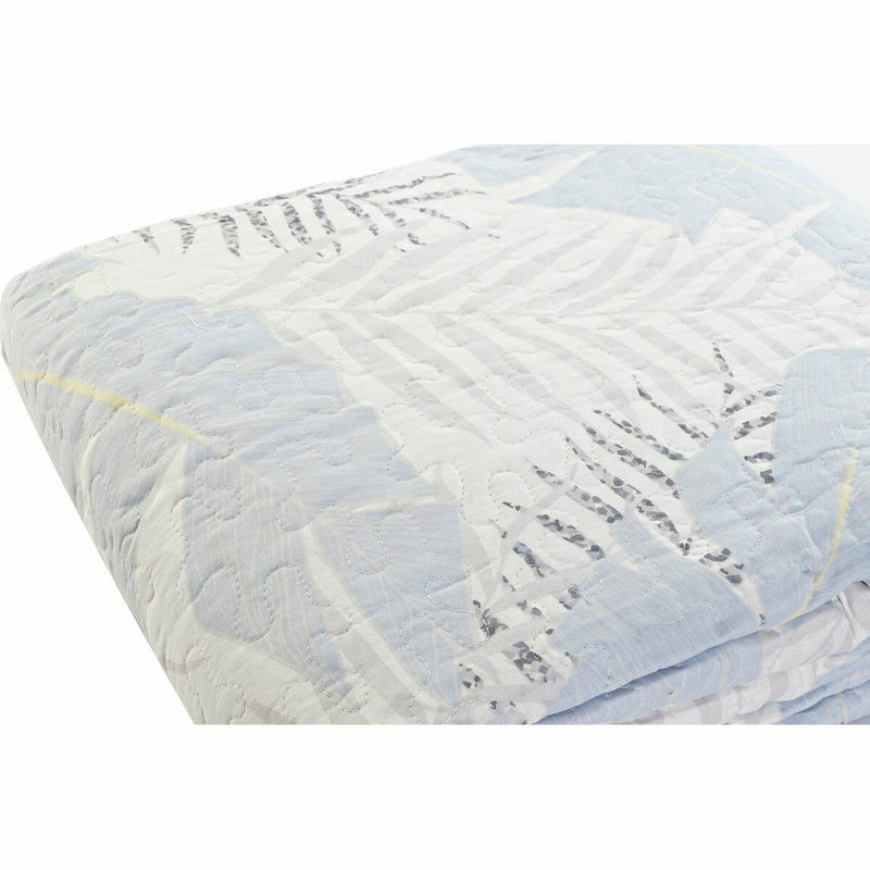 Bed Cover DKD Home Decor 8424001814596 240 x 260 x 1 cm Grey Blue White Leaf of a plant