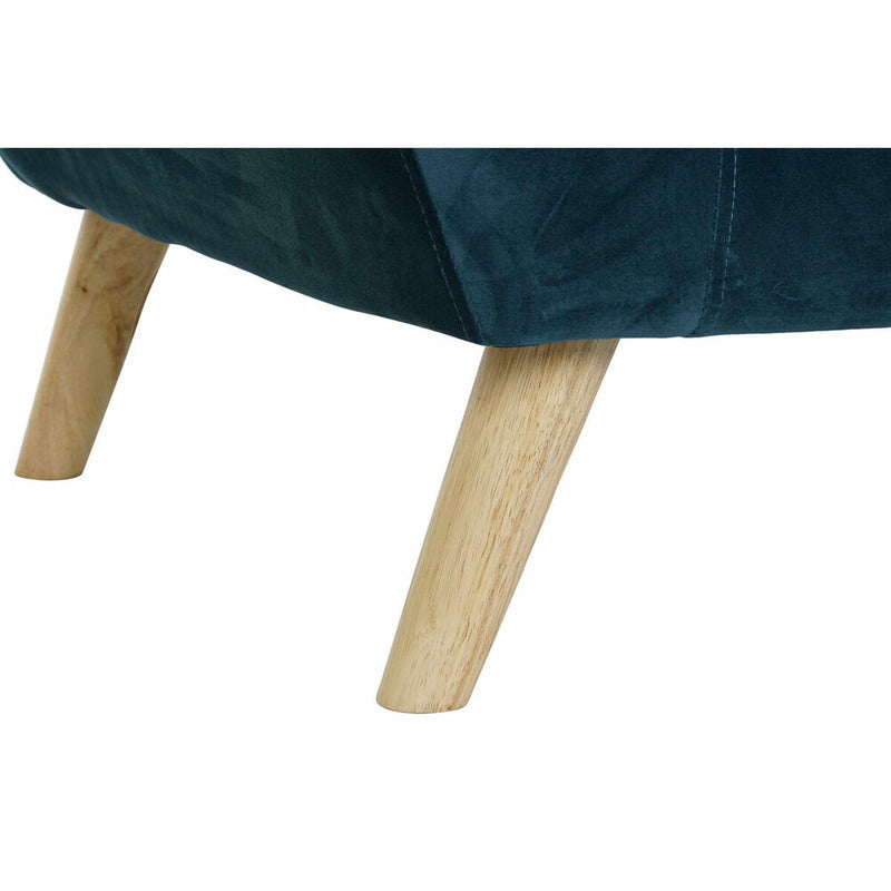 2-Seater Sofa DKD Home Decor 146 x 72 x 82 cm Scandi Natural Turquoise Velvet Rubber wood Plastic Modern