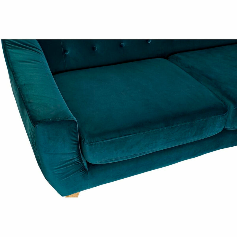 Chaise Longue Sofa DKD Home Decor Turquoise Natural Polyester Rubber wood Plastic 81 cm 230 x 144 x 84 cm