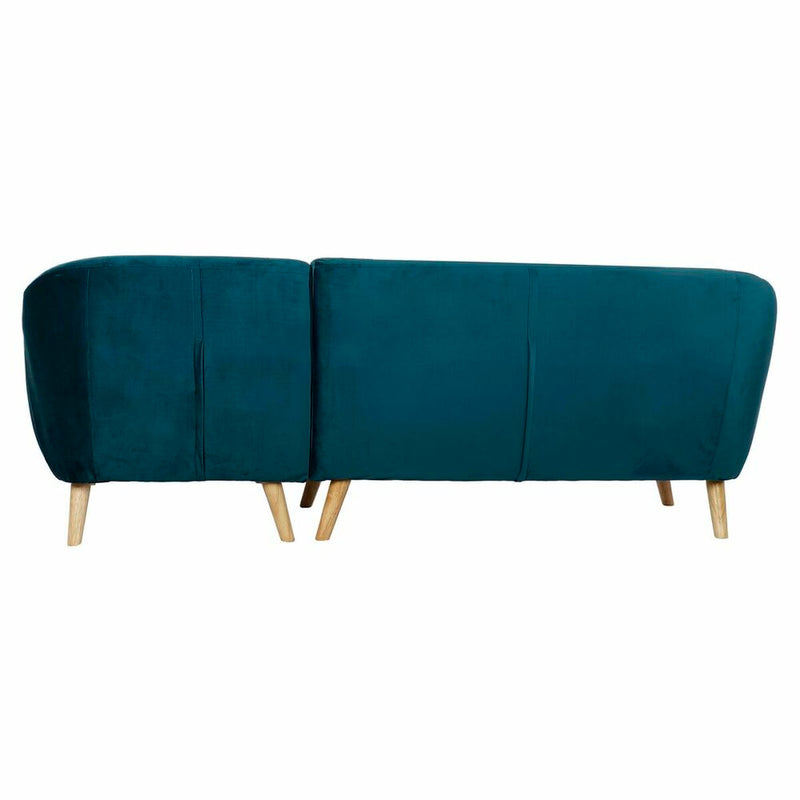 Chaise Longue Sofa DKD Home Decor Turquoise Natural Polyester Rubber wood Plastic 81 cm 230 x 144 x 84 cm