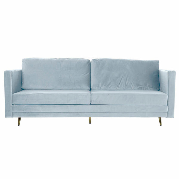 Sofa DKD Home Decor 210 x 78 x 85 cm Sixties Golden Metal Velvet Sky blue