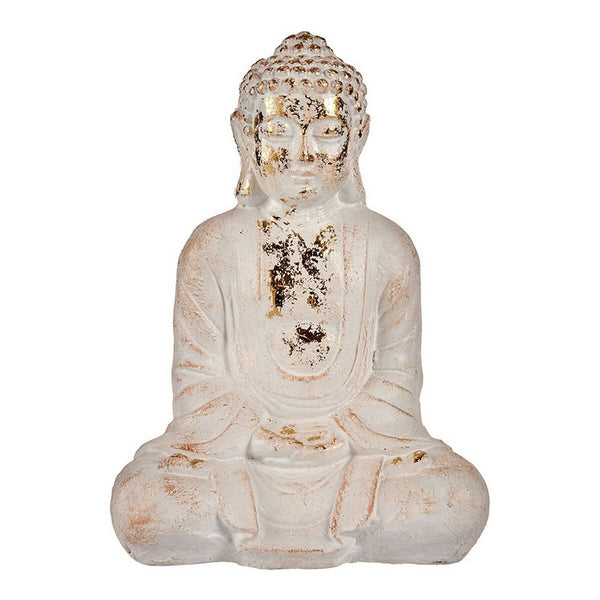 Decorative Garden Figure Buddha White/Gold Polyresin (17 x 37 x 26 cm)