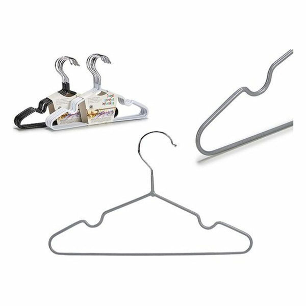 Set of Clothes Hangers Children's Black Grey Steel White Plastic