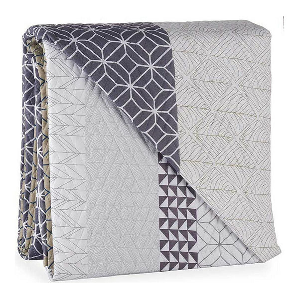 Reversible Bedspread Hexagonal Grey White (240 X 260 cm)