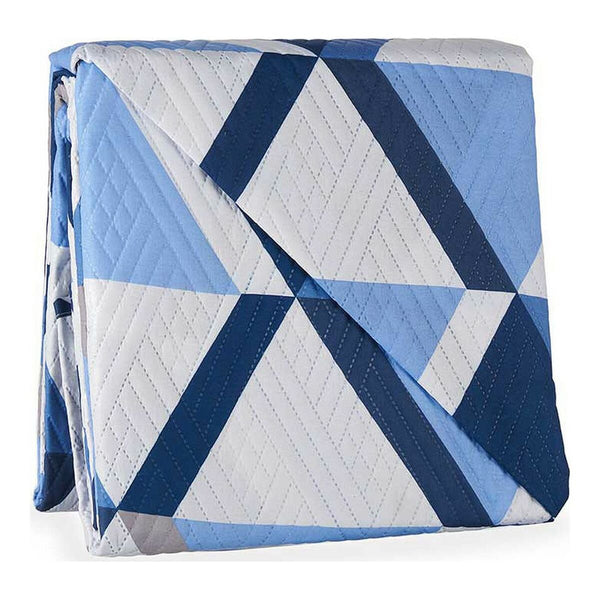 Reversible Bedspread Blue Triangle White (180 x 260 cm)