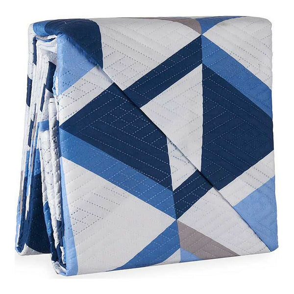 Reversible Bedspread Blue Triangle White (240 X 260 cm)