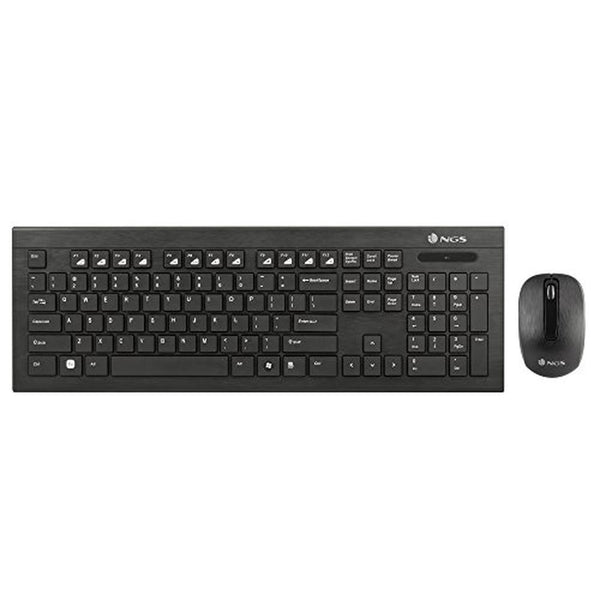 Keyboard and Mouse NGS Dragonfly Kit Black Wireless Spanish Qwerty