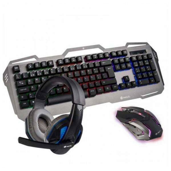Keyboard with Gaming Mouse NGS NGS-GAMING-0082 LED 2400 DPI Grey