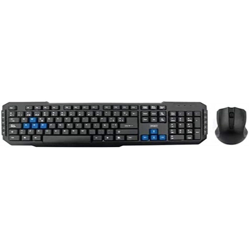 Keyboard and Mouse 3GO COMBODRILE2 Spanish Qwerty Black Multicolour French