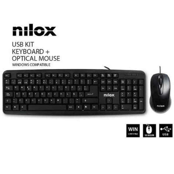 Keyboard and Mouse Nilox NXKME000003 USB Black Spanish Qwerty Spanish