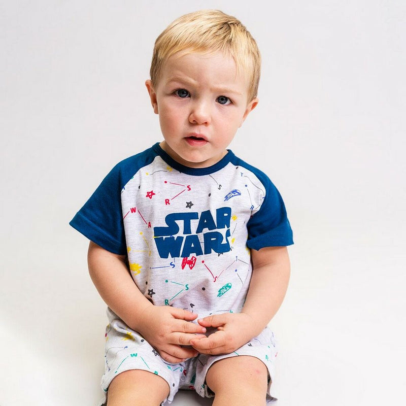 Baby's Short-sleeved Romper Suit Star Wars Blue