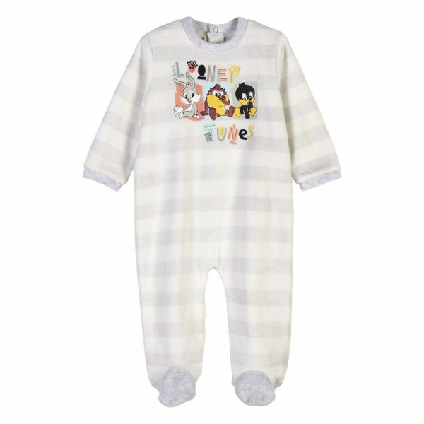 Baby's Long-sleeved Romper Suit Looney Tunes White Grey