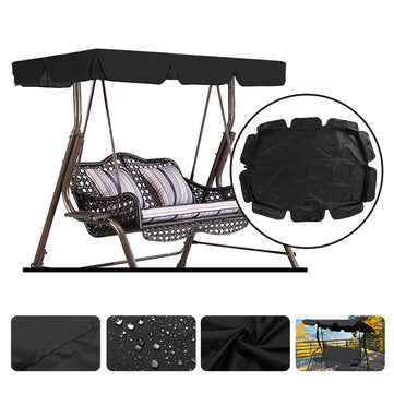 2/3 Seater Size Black UV-Proof Outdoor Garden Patio Swing Sunshade Cover Waterproof Canopy Seat Top Cover