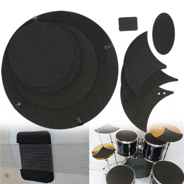 10Pcs Bass Snare Drum Sound off  Mute Silencer Drumming Rubber Practice Pad Set