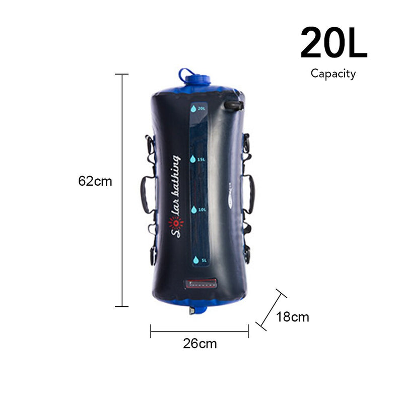 12/20L Outdoor Camping Shower Bag Folding Water Bag Container Sack with Air Pump 1.9m Hose Shower Head for Hiking Picnic Tourism