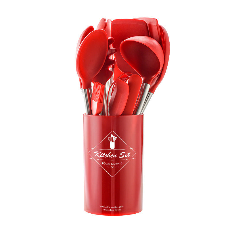 Silicone Kitchenware Set With Stainless Steel Tube Handle