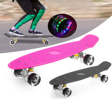 22inch Unisex Children Adults Skateboards Colorful LED Light PU Wheels Beginner Skateboarding Kids Skateboard for Girl Boys Youths
