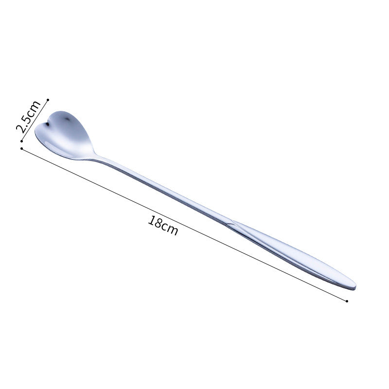 Stainless Steel Korean Spoon Long Handle Cherry Blossom Stirring