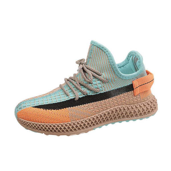 2021 New Flying Woven Women's Shoes Korean Student Sports Shoes Female Breathable Running Ins Board Shoes Flat Bottom FZ-6636