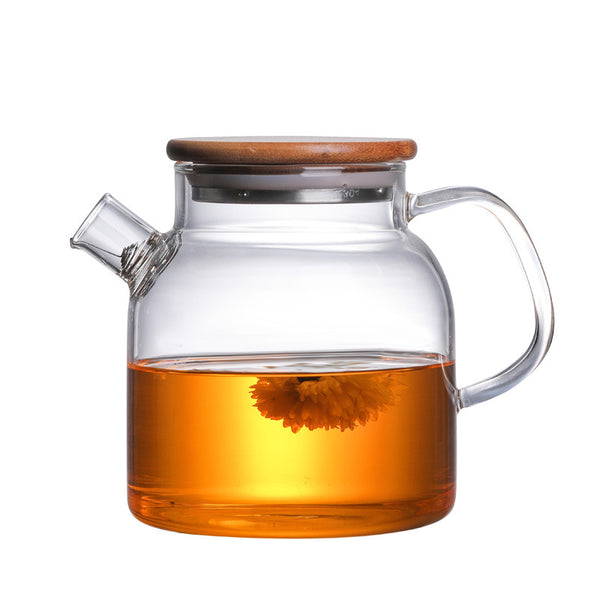 Heat-Resistant High Borosilicate Glass Teapot Glass Bamboo Cover