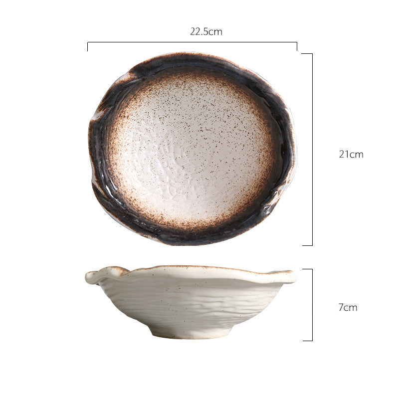 Irregular Ceramic Bowl Large Size Thickened Deep Bowl